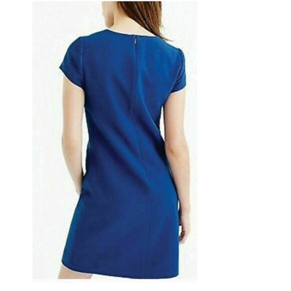 J. CREW Women Presentation Mini Dress Royal Cobalt Blue Bow Crepe Cap Sleeve 4 - Picture 2 of 14